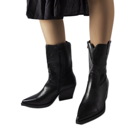 Czarne kowbojki ze zdobioną cholewką Leopardi