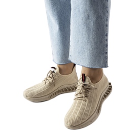 Beżowe buty slip on ze sznurówką beżowy