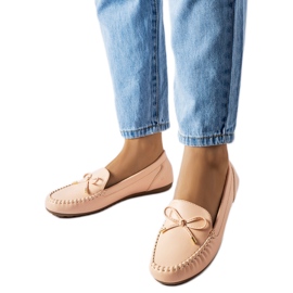 Beżowe mokasyny z kokardką Via Foria beżowy