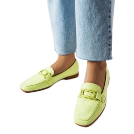 Zielone mokasyny z klamerką Alighiero