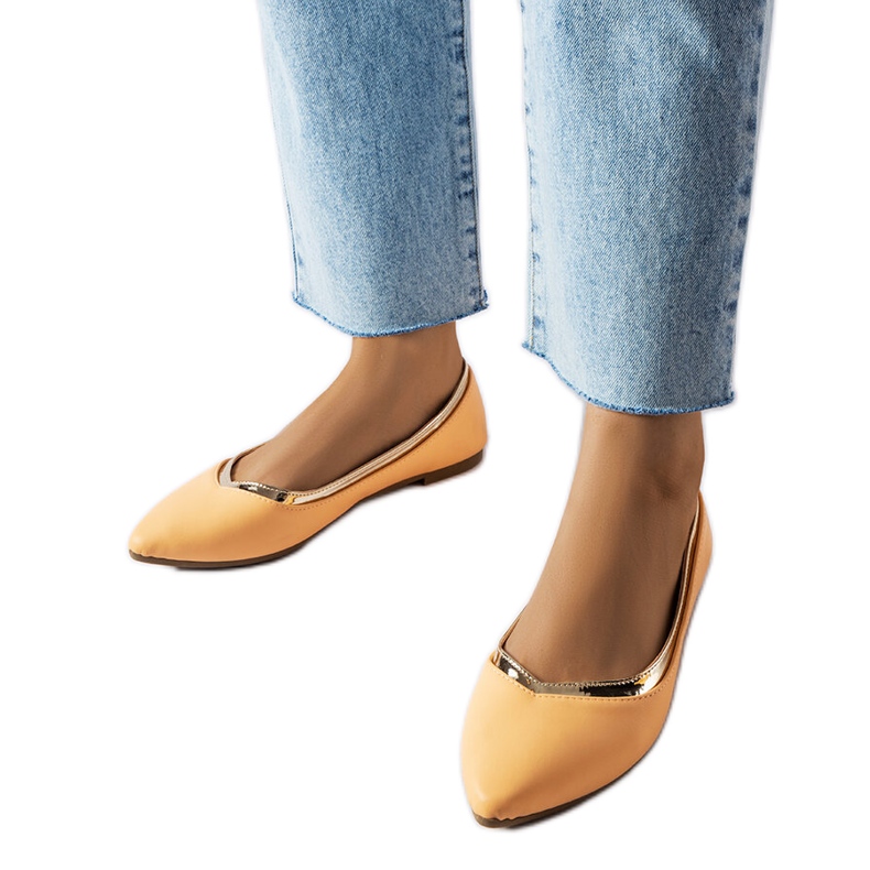 Pomarańczowe balerinki ze szpiczastym noskiem Vittorio