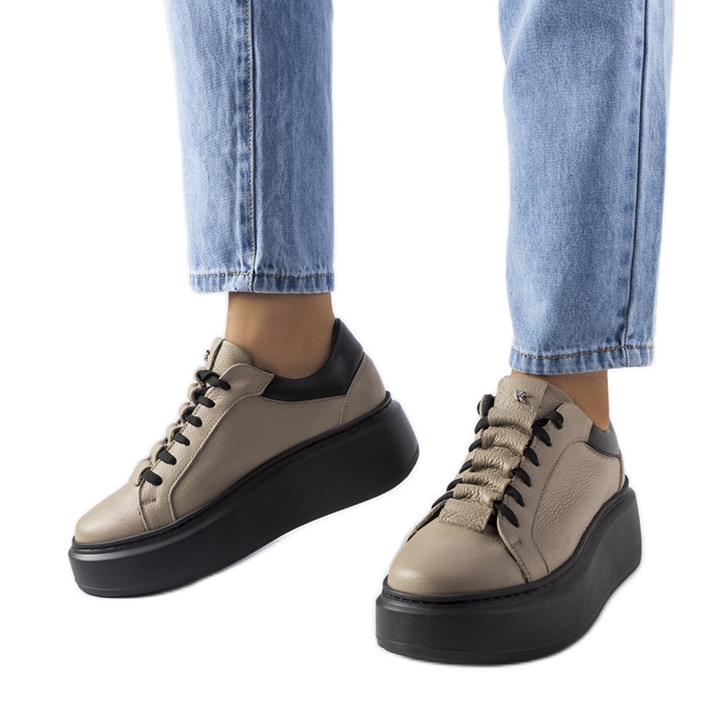 Beżowe półbuty LS5379 Taupe beżowy