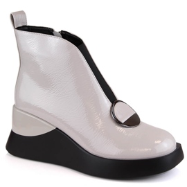 Botki damskie na koturnie szare D&A S.Barski Premium Collection MR870-36