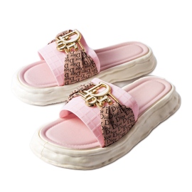 Różowe gumowe ozdobne klapki Bérard