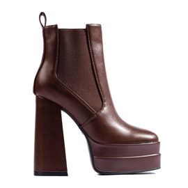 Brązowe botki na platformie z gumką Shelovet