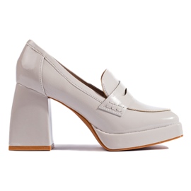 Lakierowane półbuty na wysokim obcasie Shelovet jasnoszare