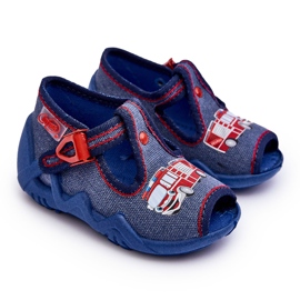 BEFADO S.A. Dziecięce Sandałki Papcie Befado Wóz Strażacki 217P118 Niebieskie