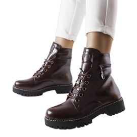 Brązowy sznurowane workery Eloisa brązowe