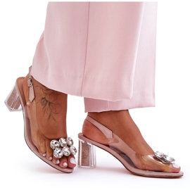 Sandały Transparentne Na Obcasie Różowe S.Barski MR1037-43