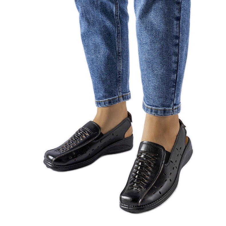 Czarne sandały ażurowe Glafi