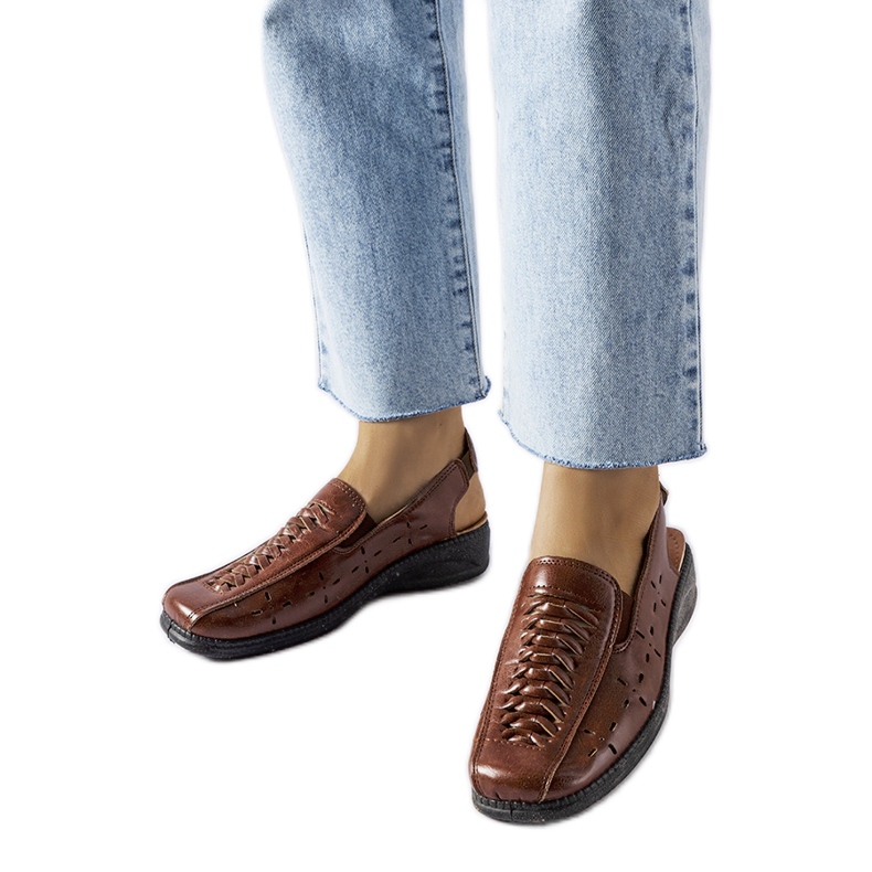 Brązowe sandały ażurowe Glafi