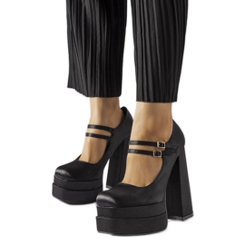 Czarne czółenka na wysokim słupku Gabriel