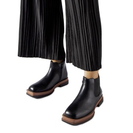 Czarne niskie botki płaskie Tarquinia