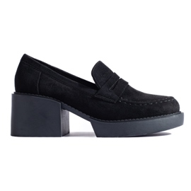 Czarne zamszowe półbuty damskie Shelovet