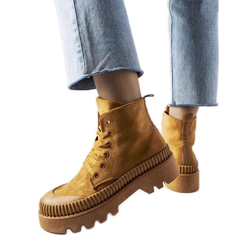 Inna Brązowe wysokie trampki eko-zamsz Aida