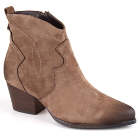 Botki ocieplane Potocki W WOL182 brązowe