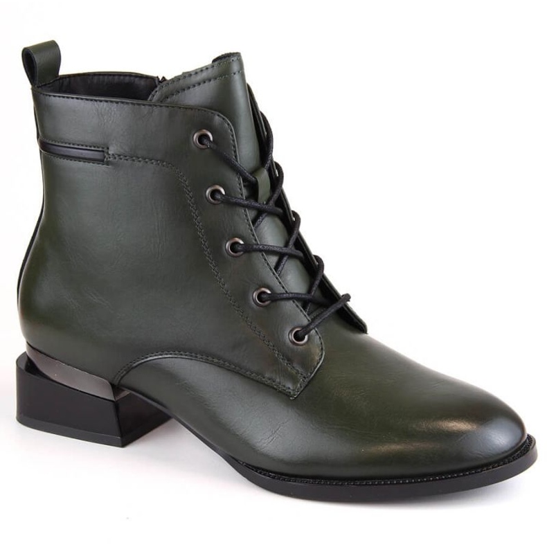 Botki na obcasie ocieplane Vinceza W JAN253A zielone