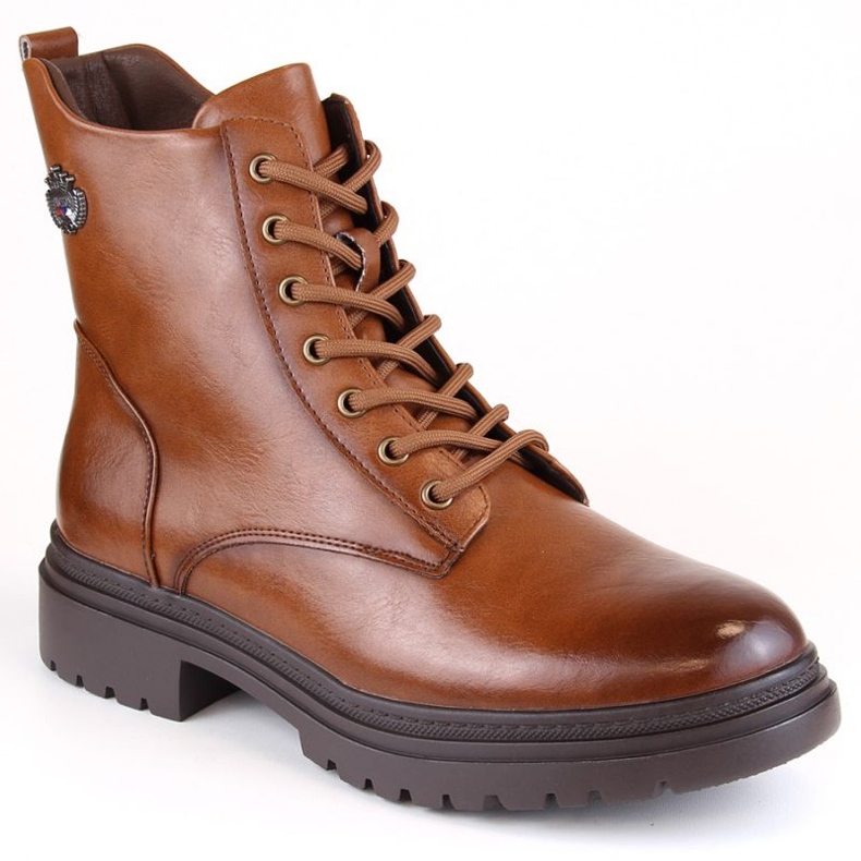 Botki sznurowane i na suwak Potocki W WOL181B brązowe