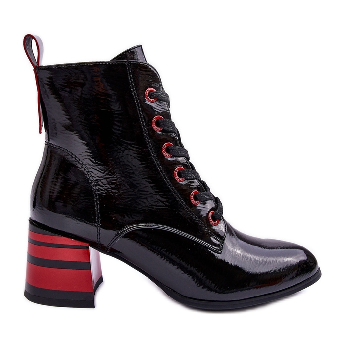 Lakierowane Botki Na Obcasie S.Barski MR870-49 Czarne