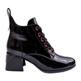 Niskie Lakierowane Botki Sznurowane S.Barski MR870-66 Czarne