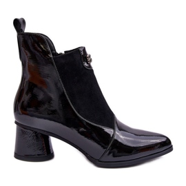 Skórzane Botki Na Obcasie S.Barski MR870-96 Czarne