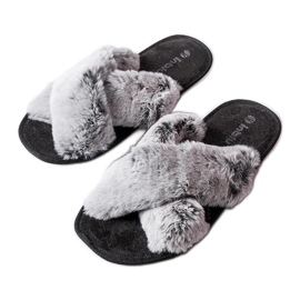 Szare kapcie z futerkiem Domenica