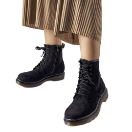 Czarne workery eko-zamsz Alfreda