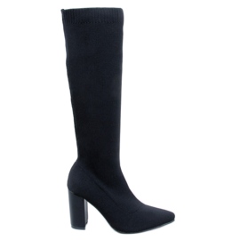 Kozaki elastyczne na obcasie Elisha Black czarne