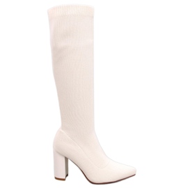 Kozaki elastyczne na obcasie Elisha Beige beżowy