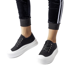 Czarne trampki na grubej białej platformie Rina