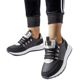 Czarne sneakersy ze srebrnym zdobieniem Frum