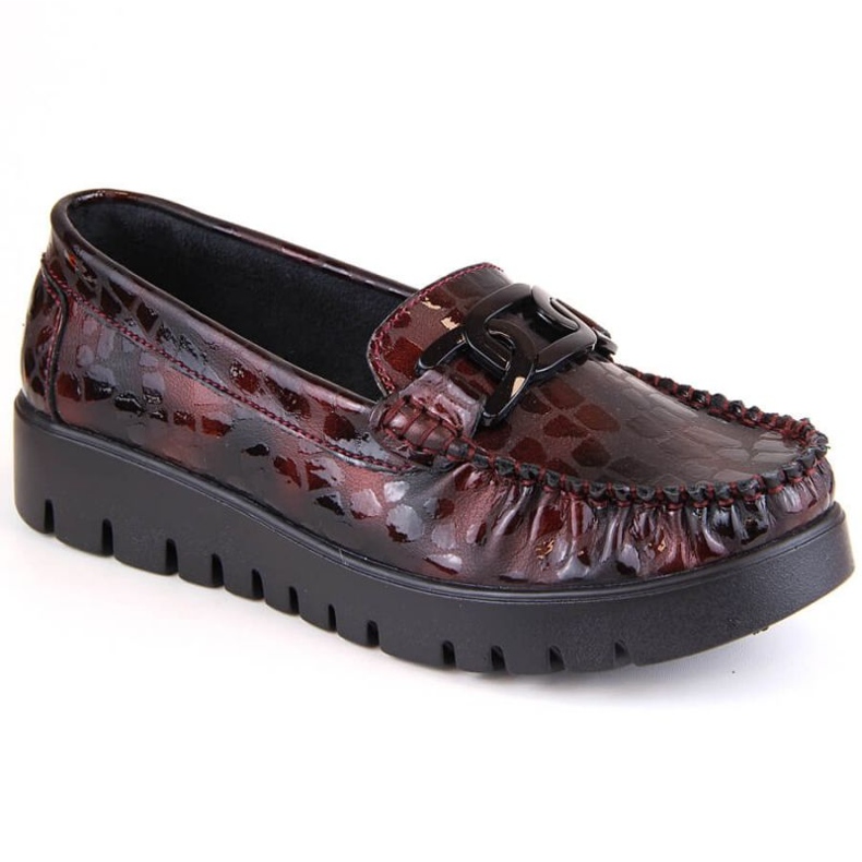 Skórzane półbuty mokasyny na platformie Filippo W PAW314E burgund czerwone