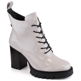 Botki na słupku ocieplane D&A S.Barski Premium Collection W OLI234A szary