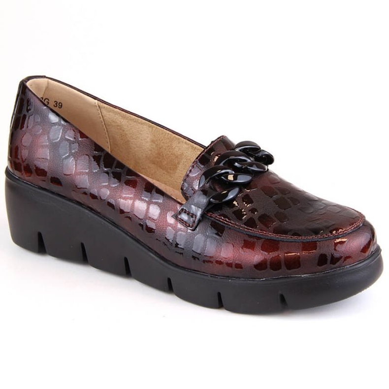 Skórzane półbuty na koturnie Filippo W PAW364B burgund czerwone