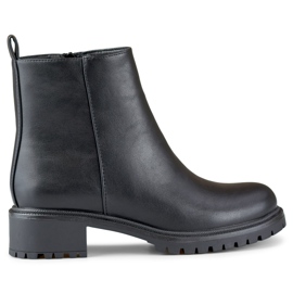 Klasyczne czarne botki damskie z ekoskóry
