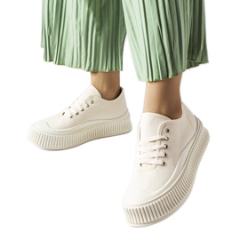 Beżowe trampki na grubej platformie Rina beżowy