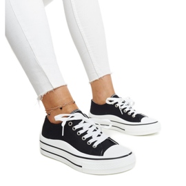 Czarne trampki na grubej podeszwie Dima