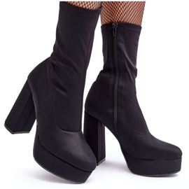 PH2 Botki Na Wysokim Słupku Z Suwakiem Czarne Peculia