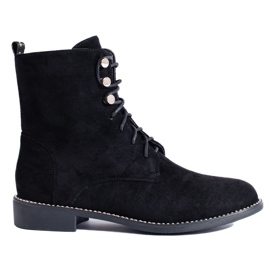 Czarne zamszowe workery damskie Shelovet