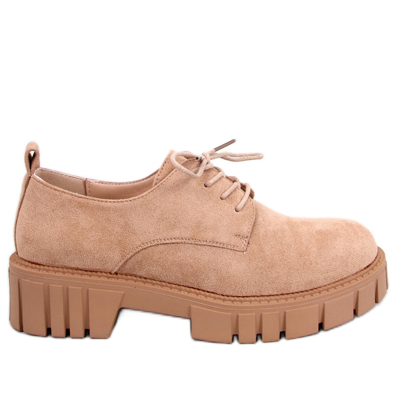 Mokasyny na platformie zamszowe Amparo Khaki beżowy