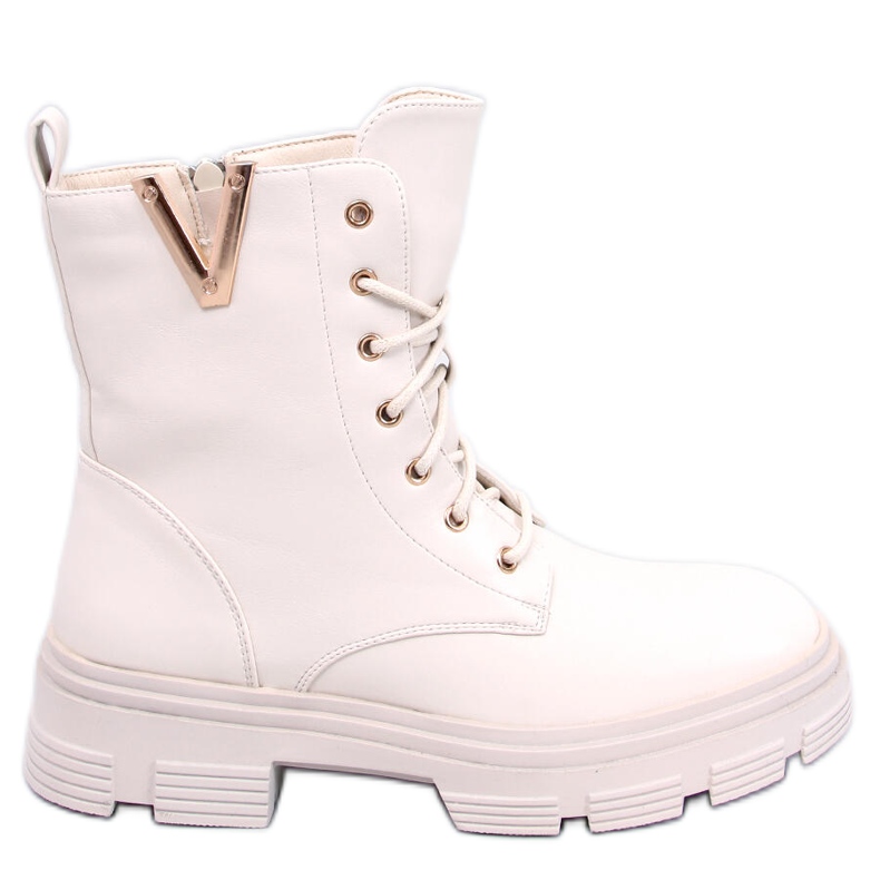 Botki militarne sznurowane Clend Beige beżowy