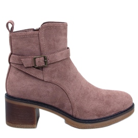 Botki na szerokim obcasie Aretha Khaki beżowy