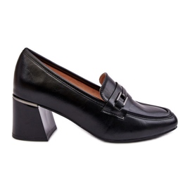 Vinceza Skórzane Czółenka Na Słupku Czarne Idona