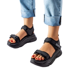 Czarne sportowe sandały na platformie Tampa