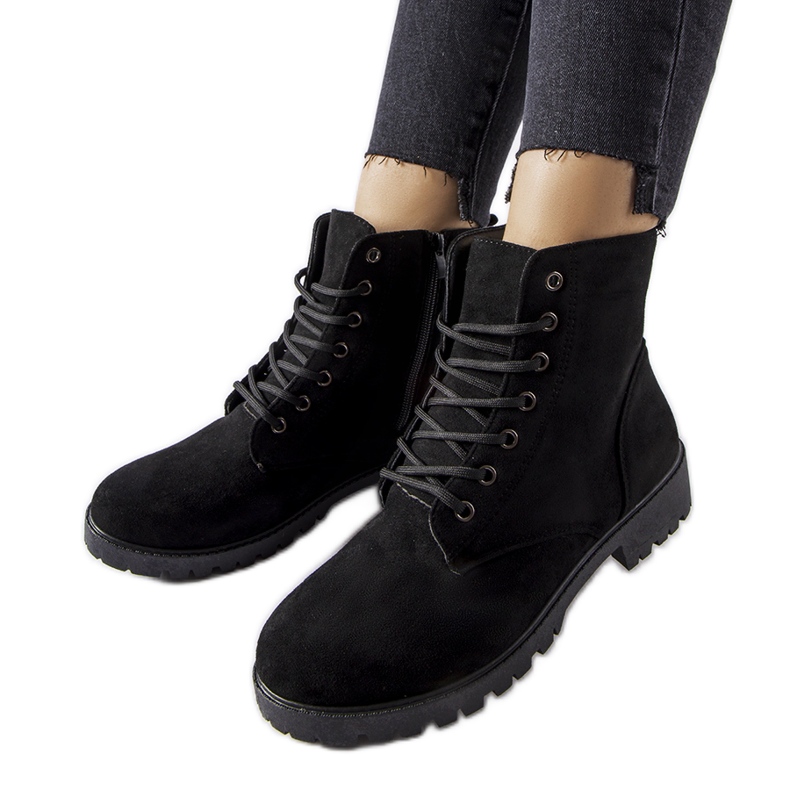 Inna Czarne ocieplane trapery eko-zamsz Rosing