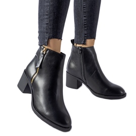 Czarne klasyczne botki na niskim słupku Ivano