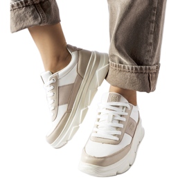 Białe sneakersy Big Star MM274500 beżowy