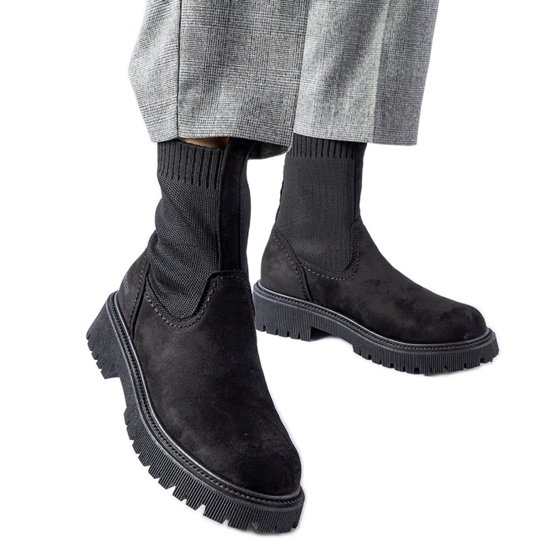 Czarne skarpetowe botki Big Star MM274540