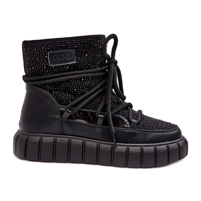 Ocieplane Śniegowce Zdobione Dżetami GOE MM2N4080 Czarne