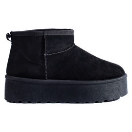 Czarne krótkie śniegowce na platformie Shelovet